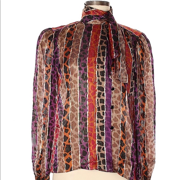 Adrianna Papell Tops - ADRIANNA PAPELL 8 Silk Button Blouse Long Sleeve